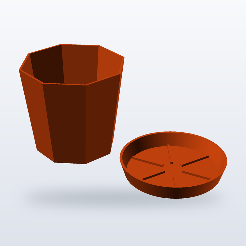 Faceted Planter + Drip Saucer